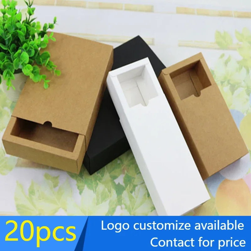 

20 pcs Luxury black kraft paper sliding box, cardboard drawer box, CD sleeve Black slide box Custom gift box logo print