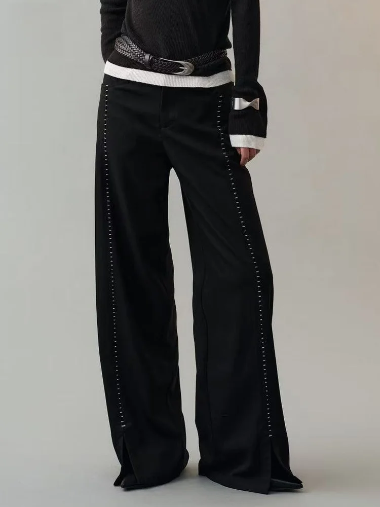 

Bla Casual Pants for Women New Sle 2025 Early Autumn Split Stitching High Waist Polyester Fiber Universe Star Pattern