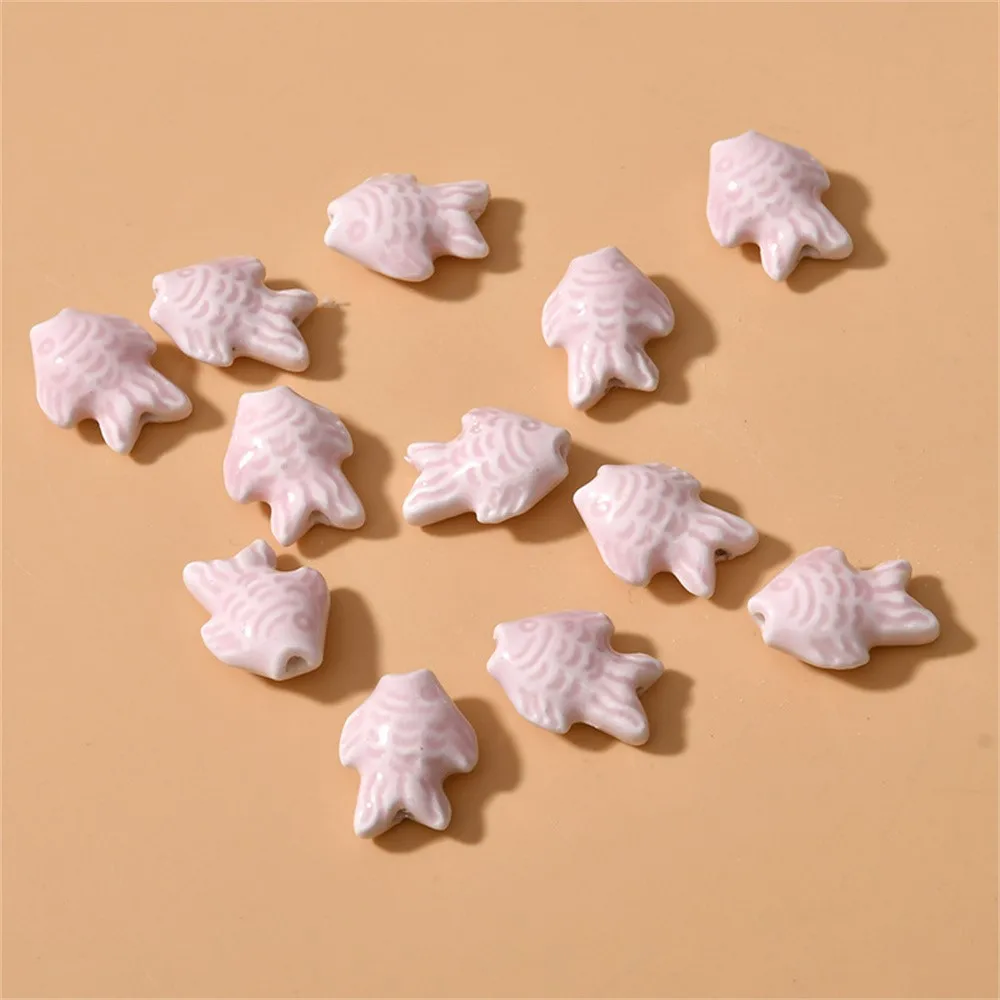 10Pcs 15x19mm Ocean Fish Shape Fashion Ceramic Loose Spacer Beads For DIY  Jewelry Making Necklaces Bracelets Accessories