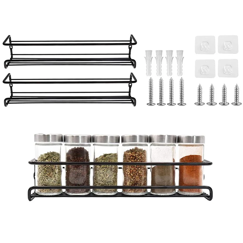 Kitchen Storage Holder, Seasoning Bottle Rack Space Saver Container + Lag Spike + Paste Hook