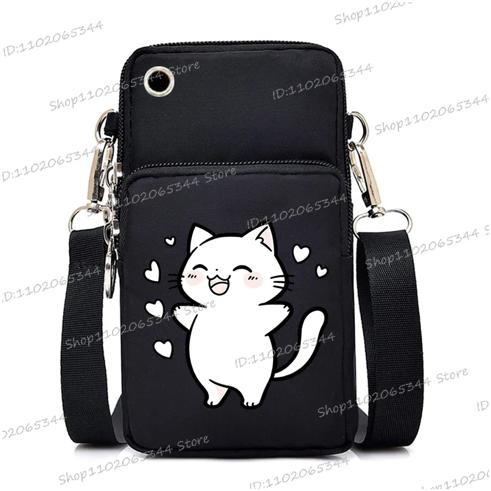 2024 Zipper Small Crossbody Bags Cartoon Anime Cat Women's Shoulder Purses and Handbags Girls Fashion Animal Mobile Phone Bag image 3