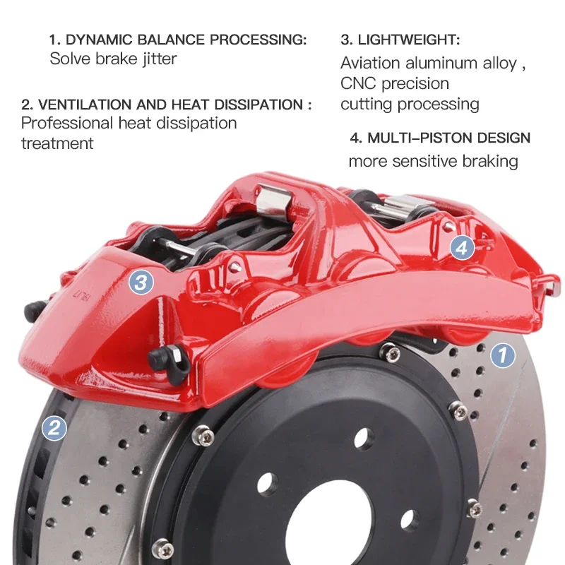 Factory Hot Sale Big Brake Kit GT6 caliper kit Racing Small 4 pot Brake System for 17/18/19 Inch wheel 355 380 405mm 295mm 305mm