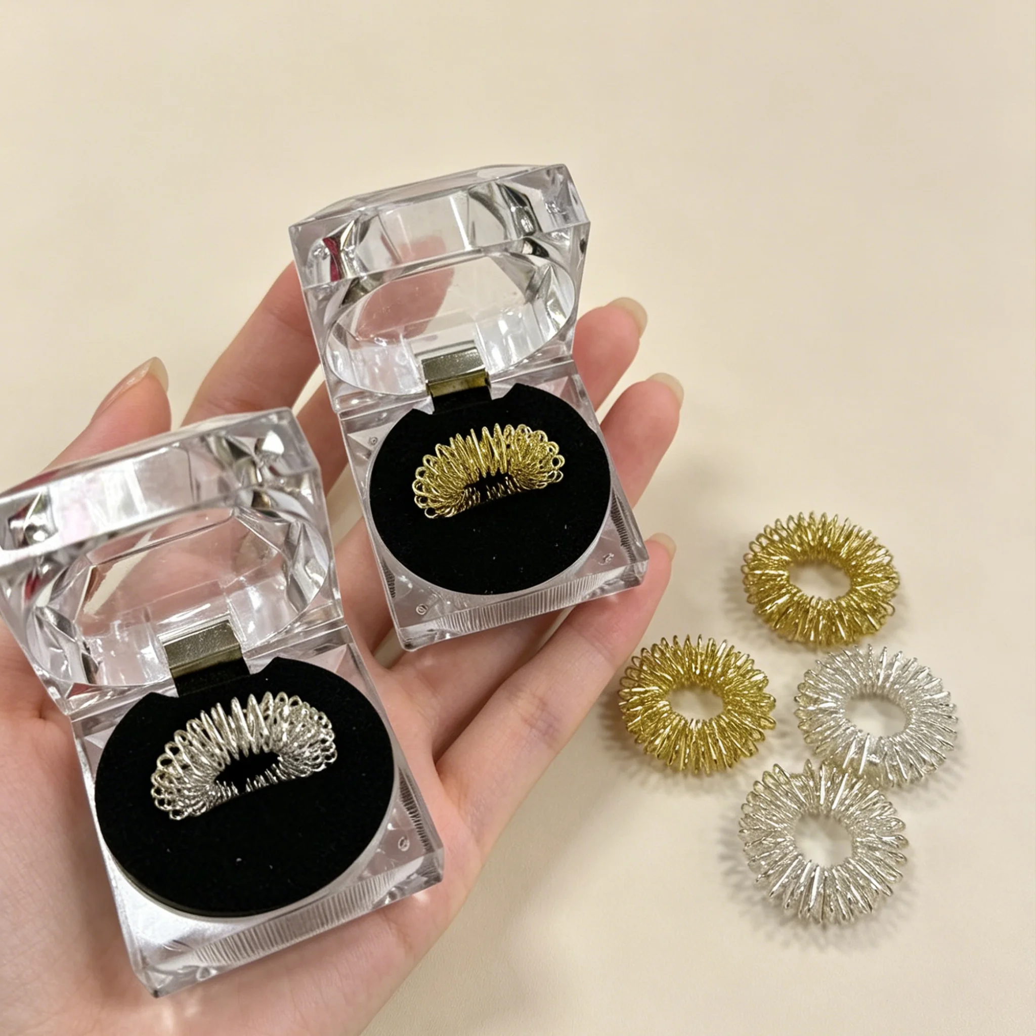 Finger Acupuncture Massager Ring for Pain Relief & Joint Stiffness, Hand Therapy Ring, TCM Massage Tool, Come with Crystal Packa