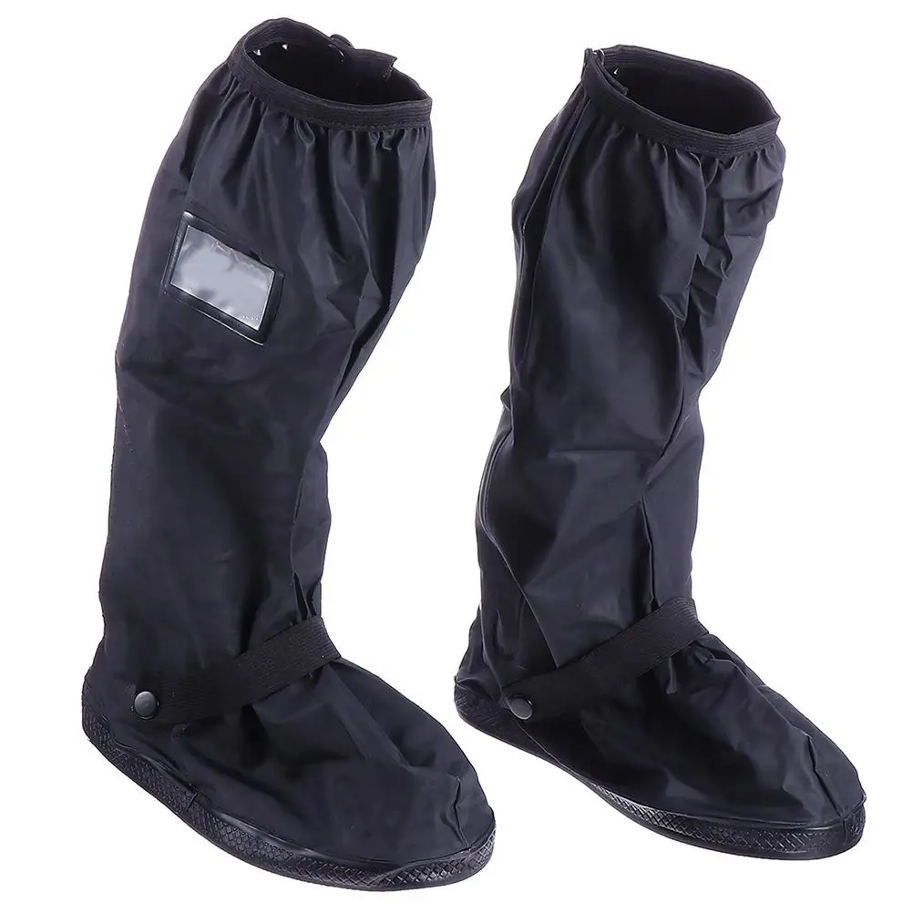 

Waterproof Shoe Covers Rain Boot Overshoes Black High Elastic Snap Buckle Anti Skid Cycling Shoes Fits XL Size rain shoes
