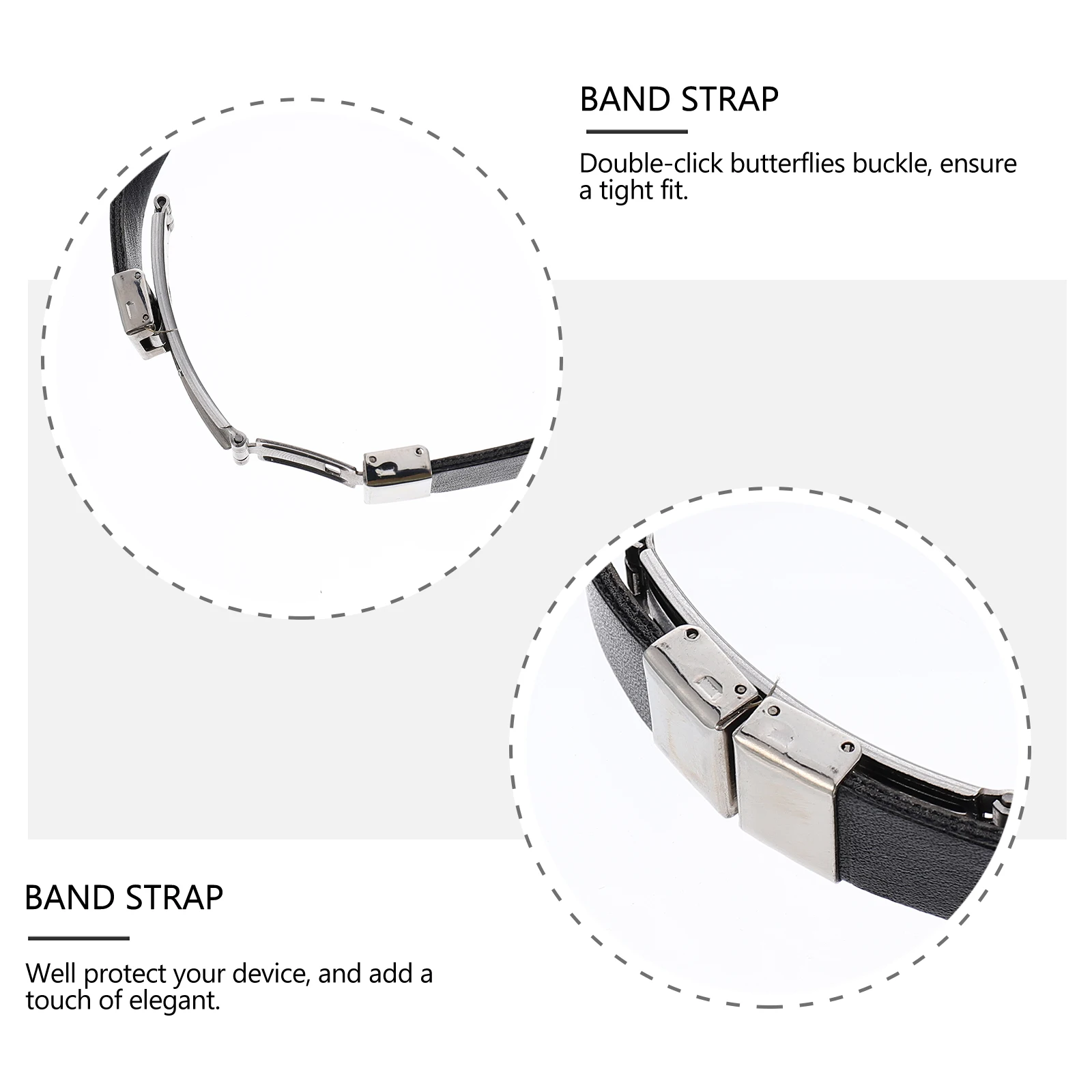 

Butterfly Buckle Bracelet Snap Shell Fitness for Men Replacement Pu Watch Band Wristband