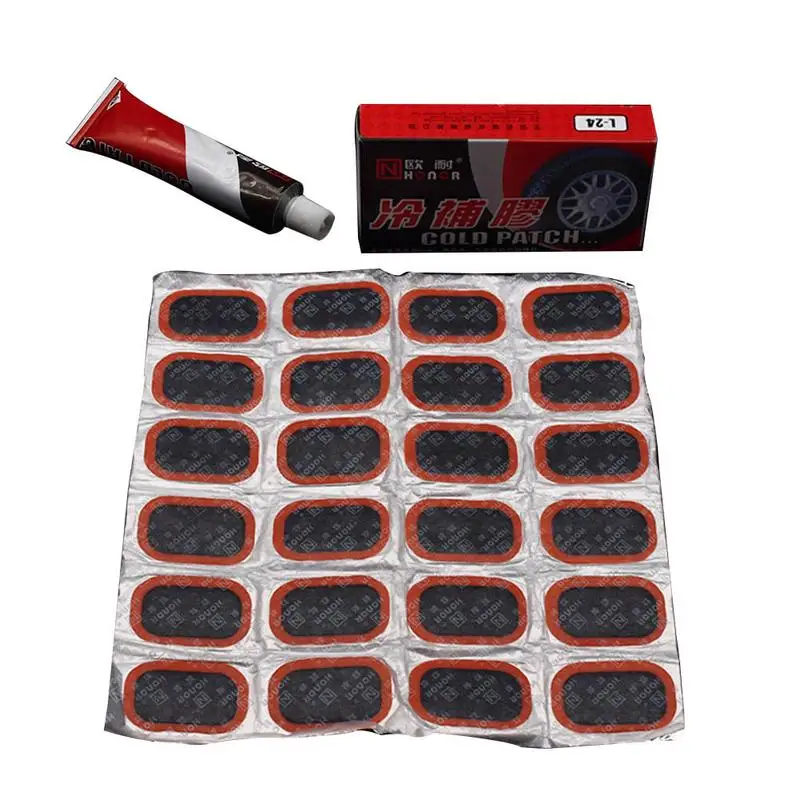 

Tire Patch Kit With Glue Inner Tube Tire Repair Patches Puncture Tire Repair Kit For Bicycle Motorcycle Scooter BMX ATVs River