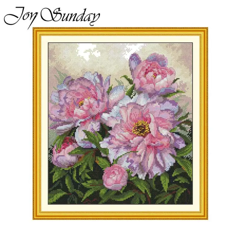 Joy Sunday Kit punto croce modello peonia tessuto Aida 16CT 14CT 11CT Set ricamo a mano fai da te stampato tela contata decorazioni per la casa