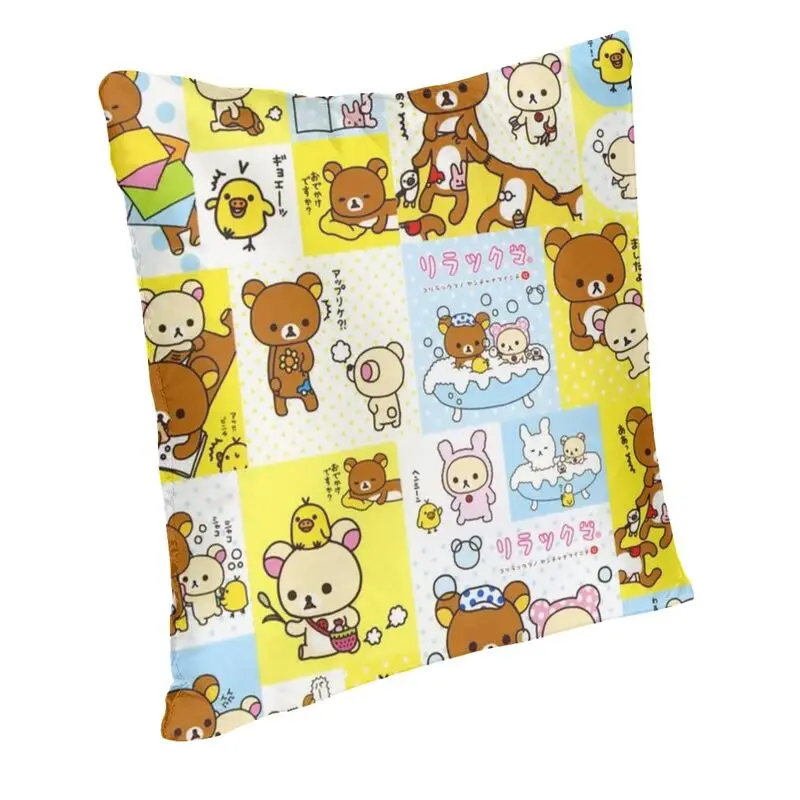 Fodere per cuscini di lusso Rilakkuma 45x45cm velluto personaggi dei cartoni animati giapponesi federa per divano auto decorazione federa quadrata