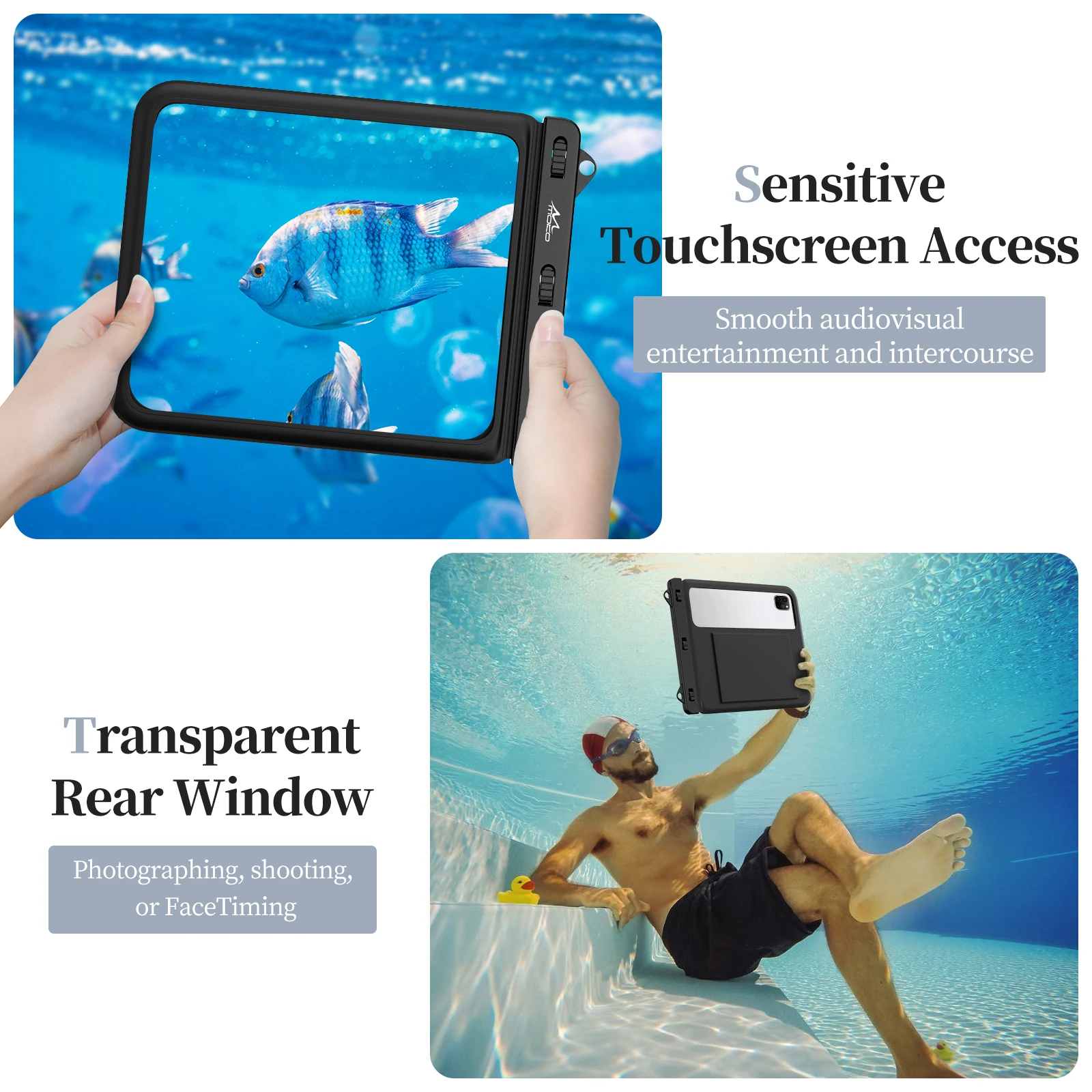 Waterproof Tablet Case for iPad 10th, iPad Pro 11 2022, iPad Air 5/4/3/2 Stand Holder Dry Bag for Bathroom Kitchen Stand Pouch