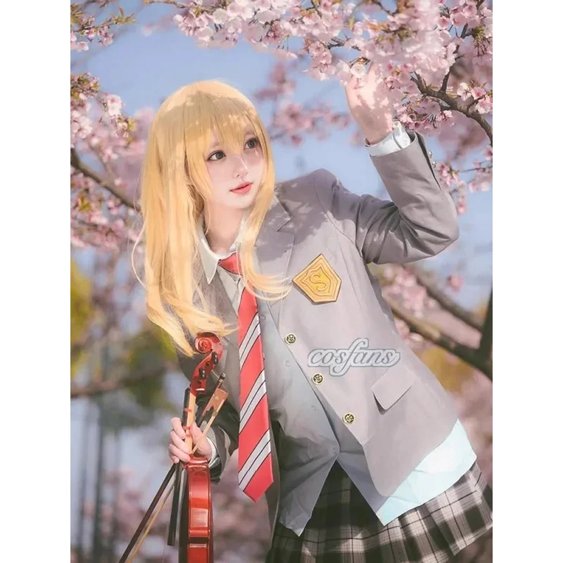 CyMiyazono Kaori Cosplay Costumes Your Lie in April Arima Kousei Synthetic  Pants Coat Jacket Skirt School