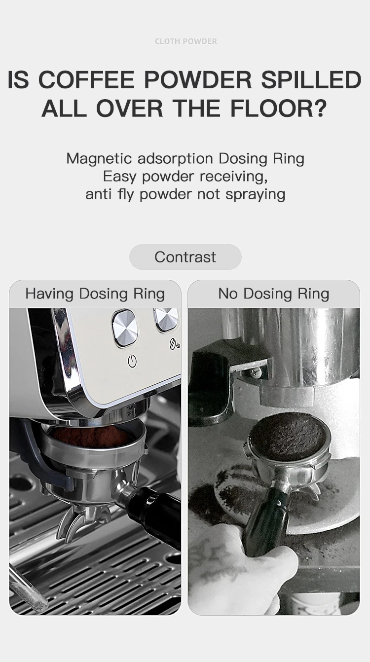 Kaffee Dosier ring 51mm 53mm 58mm Espresso Dosier trichter magnetisch für Delonghi Brevi lle Sieb träger Barista Werkzeuge Zubehör – Detail 4