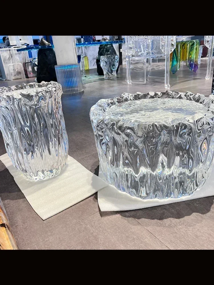 Epoxy Resin HAILANG Tea Table Water Ripple Side   Transparent Whirlpool Ice Sculpture   Table round Table