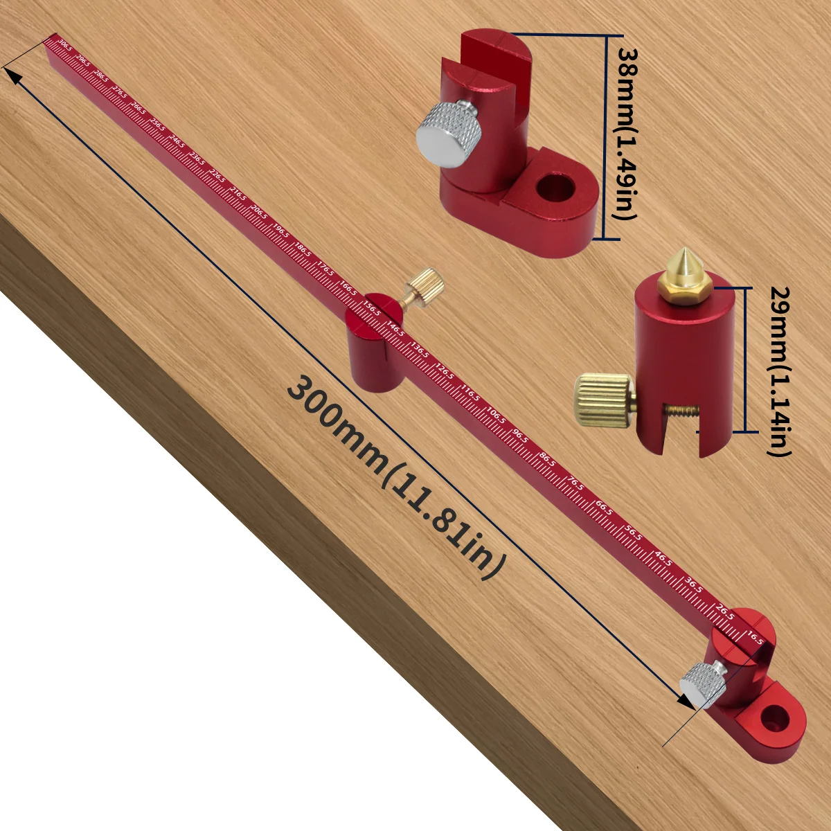 Woodworking Compass Scriber, Adjustable Circular Drawing Ruler Aluminum Fixed-Point Circle Line Marking Gauge Precision Drawing