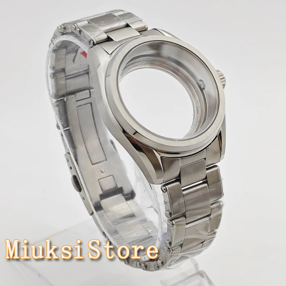 38mm silver solid stainless steel watch case sapphire glass fit NH35 NH36 NH34 NH38 NH70 NH72 ETA2824 PT5000 movement