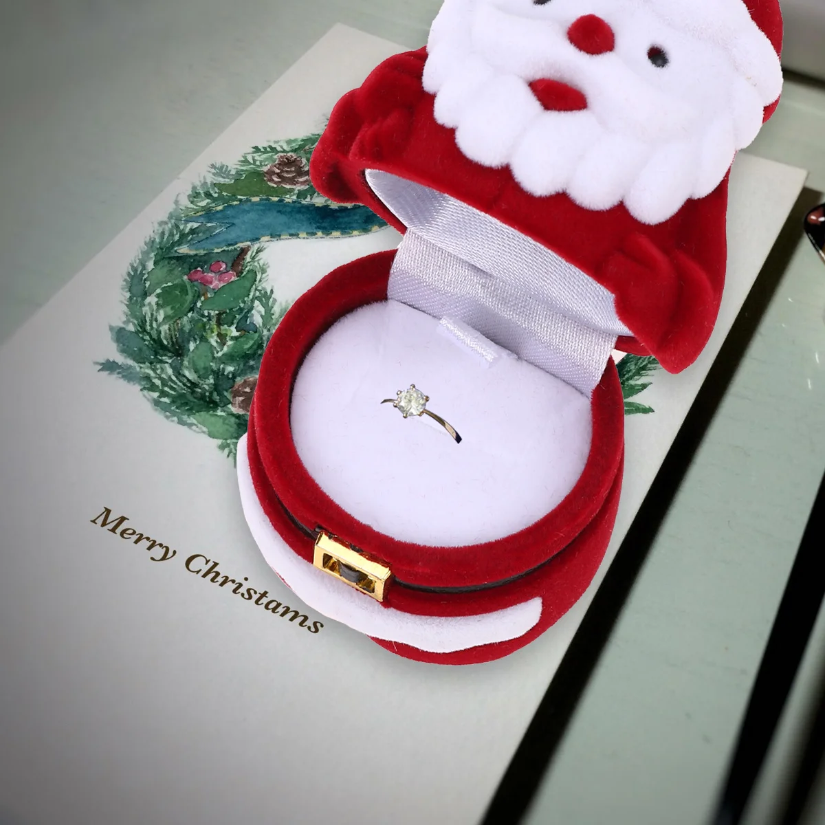 

Elegant Santa Shaped Jewelry Box Ring Necklace Earrings Organizer Christmas Wedding Birthday Mothers Day Valentine Gift