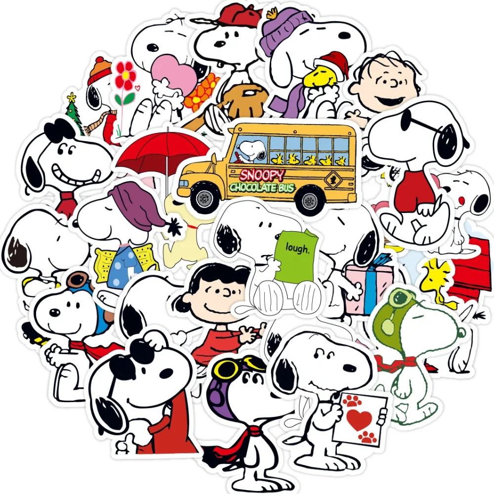50pcs Snoopy Stickers Cartoon Decoration Laptop Skateboard Notebook Luggage Waterproof Decal Graffiti Sticker Kids Toys