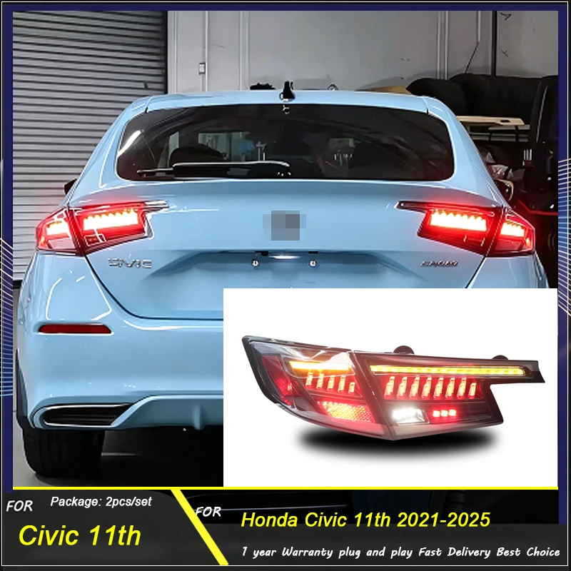 

Car LED Taillamp LED TailLights For Honda Civic11th 2021 2022 2023 2024-2025 Rear Brake Lamp Turn Signal Light auto Accessories