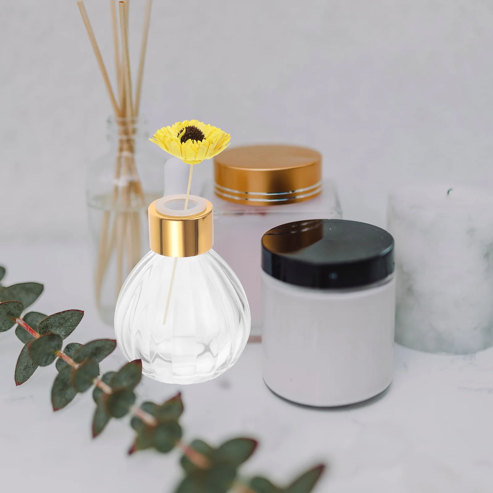 

Diffuser Bottle Pumpkin Pattern Clear Glass Aromatherapy Jar Mini Vase Desktop Small Vase Refillable Fragrance Bottle