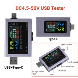 DC 4.5-50V 0-8A Multifunctional Digital Display Voltage And Current Capacity Tester USB+Type-c Voltage And Current Tester