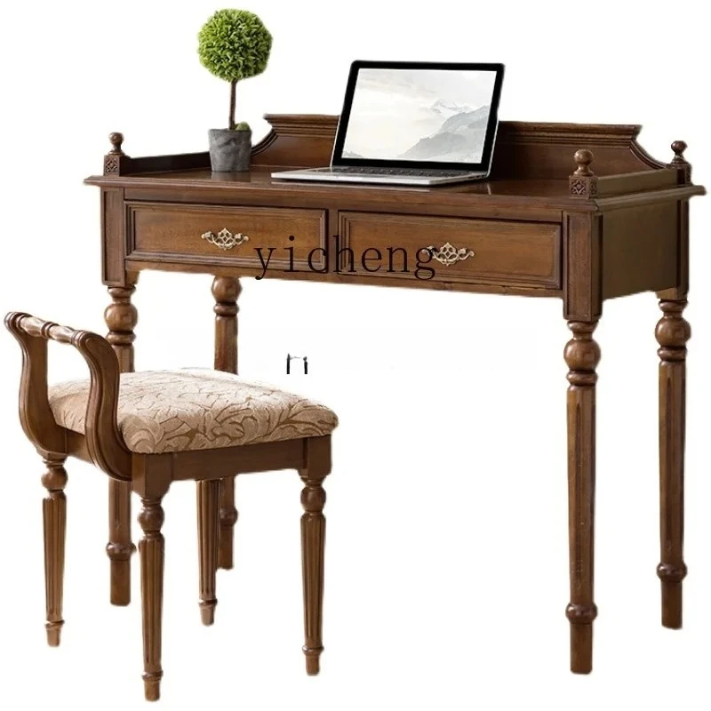 CZ-1 Modern French Solid Wood Computer Desk Small Makeup Table for Bedroom Study Home