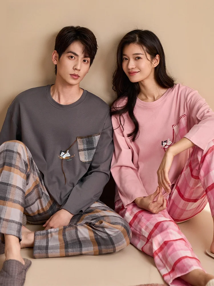 automne-cerf-pur-coton-pyjamas-femmes-longue-sve-maison-vetements-ensemble-mignon-plaid-brue-couples-maison-loisirs-tricote-coton