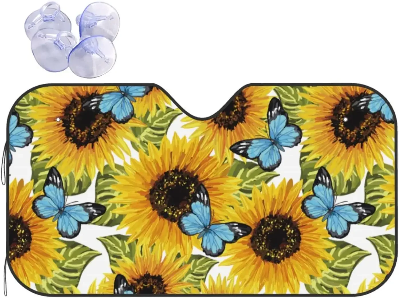 Butterfly Sunflower Car Sun Shade for Front Windshield Sunshades Foldable Protector Blocks Uv Rays Sun Visor Keep Vehicle Cool