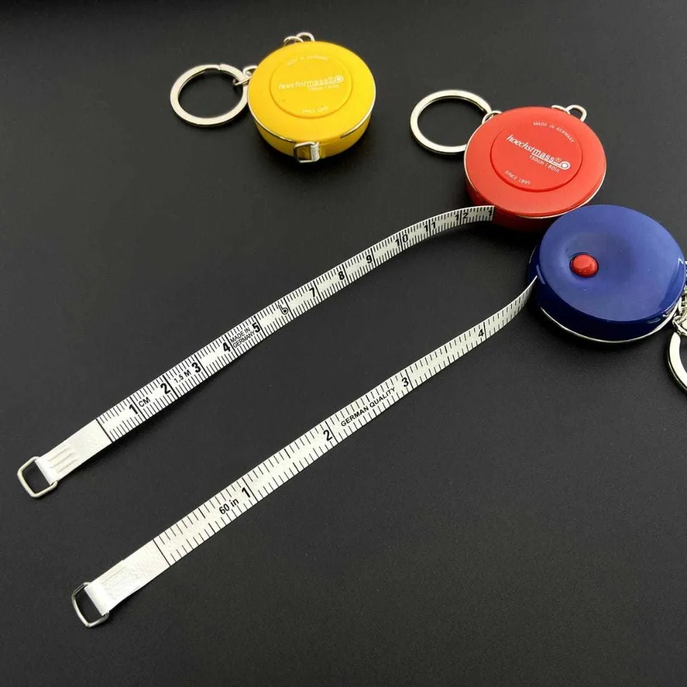 Fita Métrica Mini Importada de Três Circunferências, Pequena, com Chaveiro, Régua Flexível para Roupas e Calças, 1,5 Metro, Presente