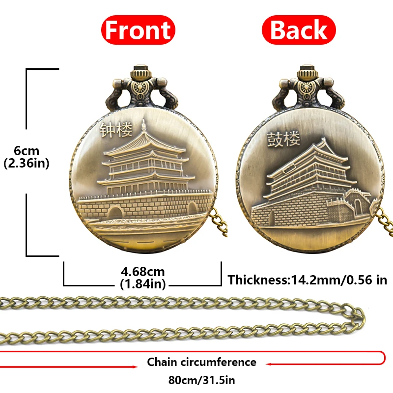 خمر البرونزية Steampunk الجذب الصيني منحوتة ساعة جيب كوارتز قلادة قلادة ساعة سلسلة الرجال سلسلة نسائية هدية