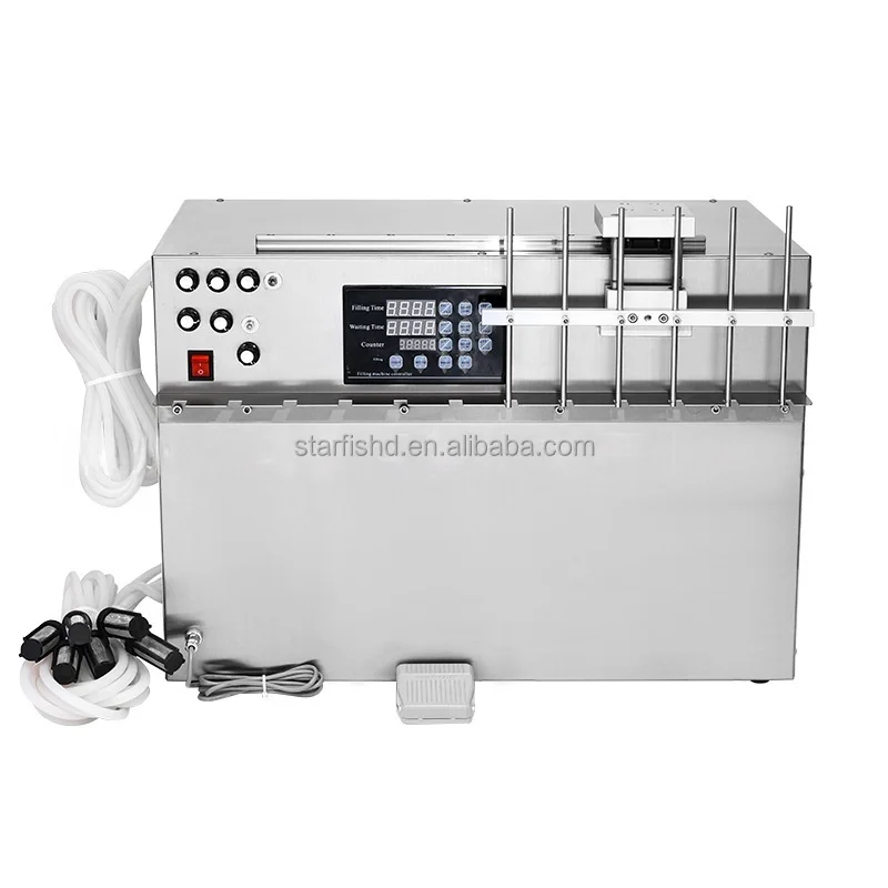 

Compact 6 Heads Spout Pouch Beverage Bag Liquid Filling Machine Table-top Precise Numerical Control Quantitative Filler