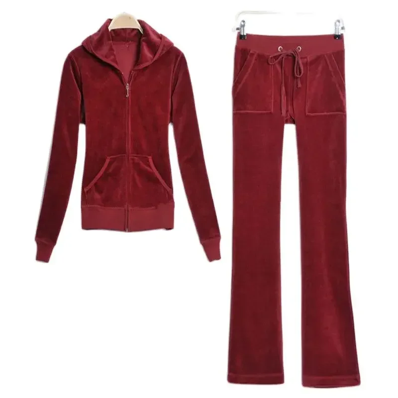 2024 Women\'s Clothing Velvet Juicy Tracksuit Pants Set Tracksuits Hoodies and Pants Suit Women 2 Pieces Set Clothes for Women