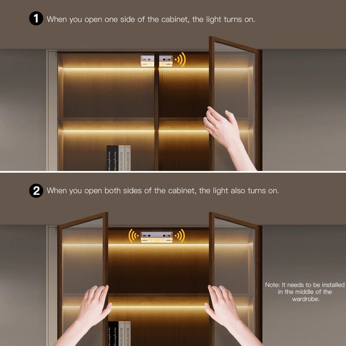 DIY Smart Switch COB LED Strip Light with Door Control IR Proximity Sensor Controller LED Tape Wardrobe Kitchen Cabinet Closet