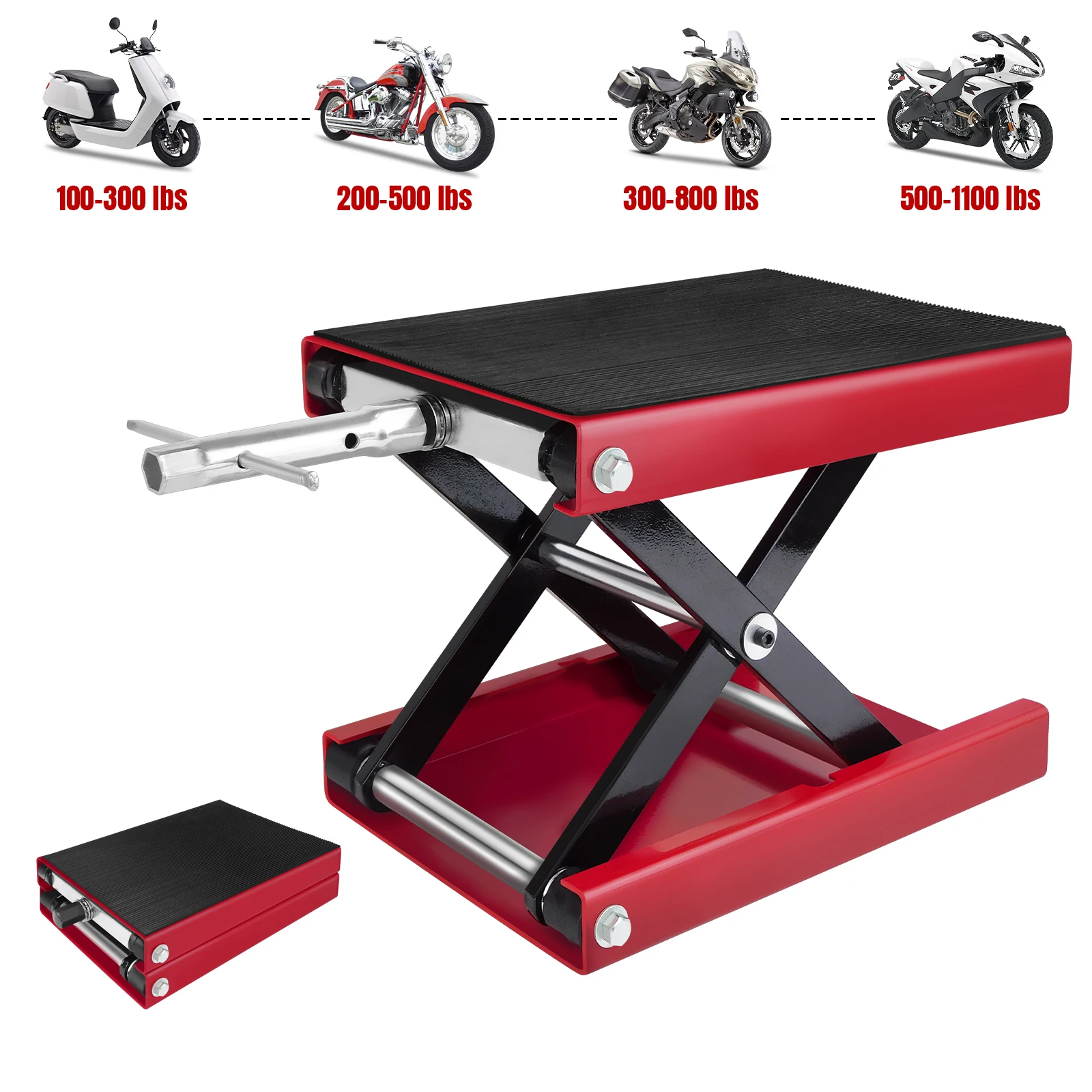 1100LBS دراجة نارية رفع ، دراجة نارية مقصية رفع جاك الصلب مقص جاك أداة إصلاح الارتفاع قابل للتعديل 90-365 مللي متر #1