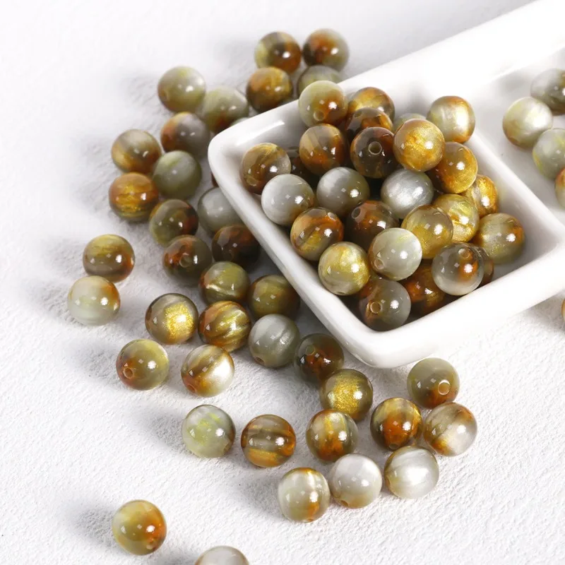 20 قطعة 8 مللي متر خرز عتيق لصنع المجوهرات لوحة زيتية نمط خرز فضفاض مستدير مع بريق ذهبي لوازم قلادة سوار ذاتي الصنع #5