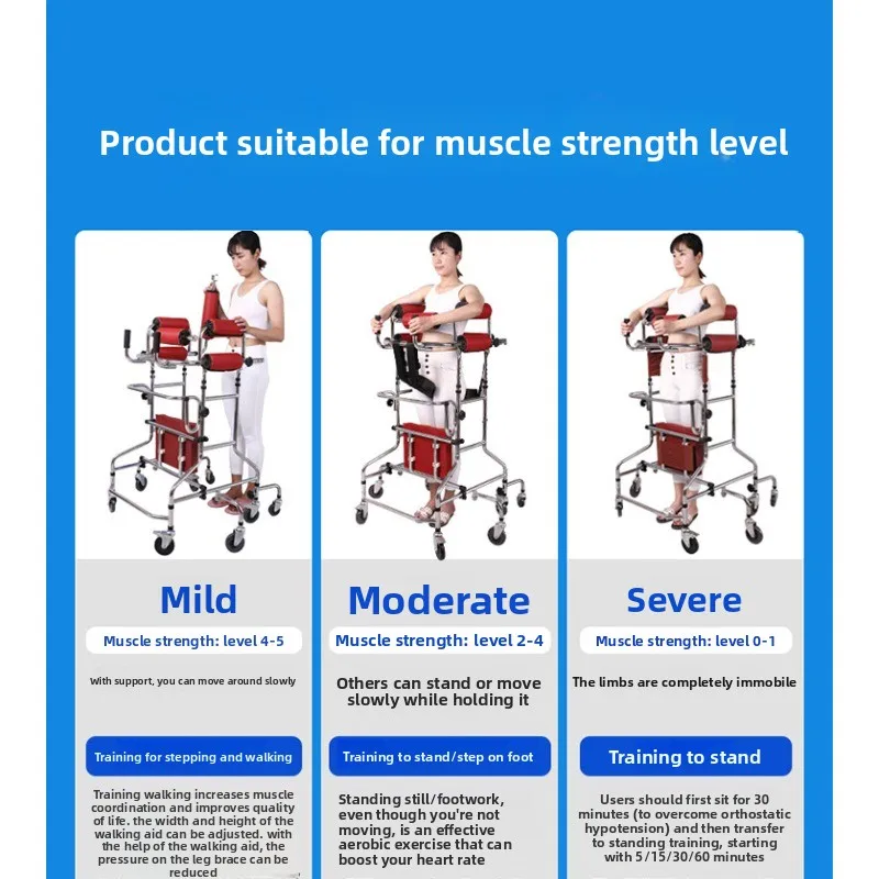 8-Wheel Standing Walker for Adults, Lower Limb Trainer, Hemiplegia Walking Aid, Elderly Rehabilitation Equipment