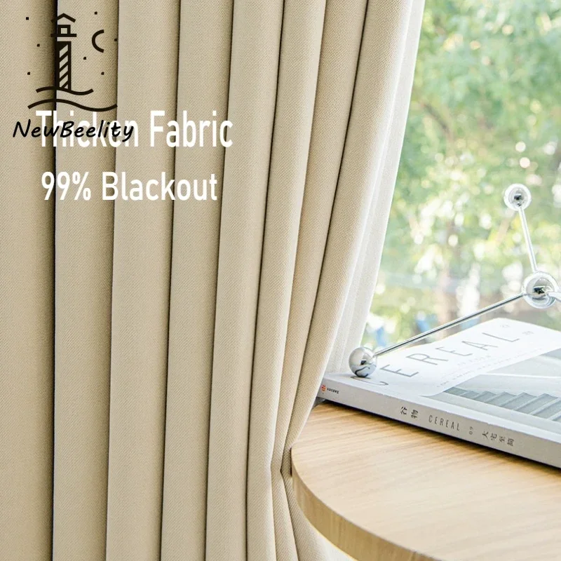 

Thick Chenille Curtains for Living Room Light Luxury French Cream Style Blackout Velvet Feel Expert Bedroom Dining Custom Size