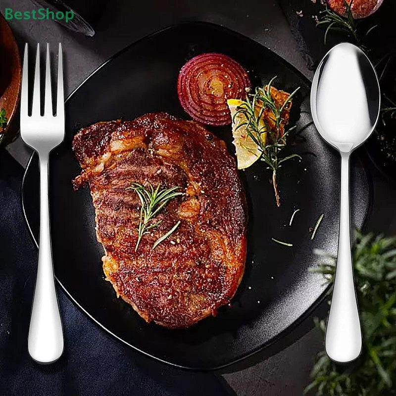 6/12PCS Stainless Steel Spoon And Fork Set Silver Gold Kitchen Household Tableware Set Food Grade Thick Teaspoon