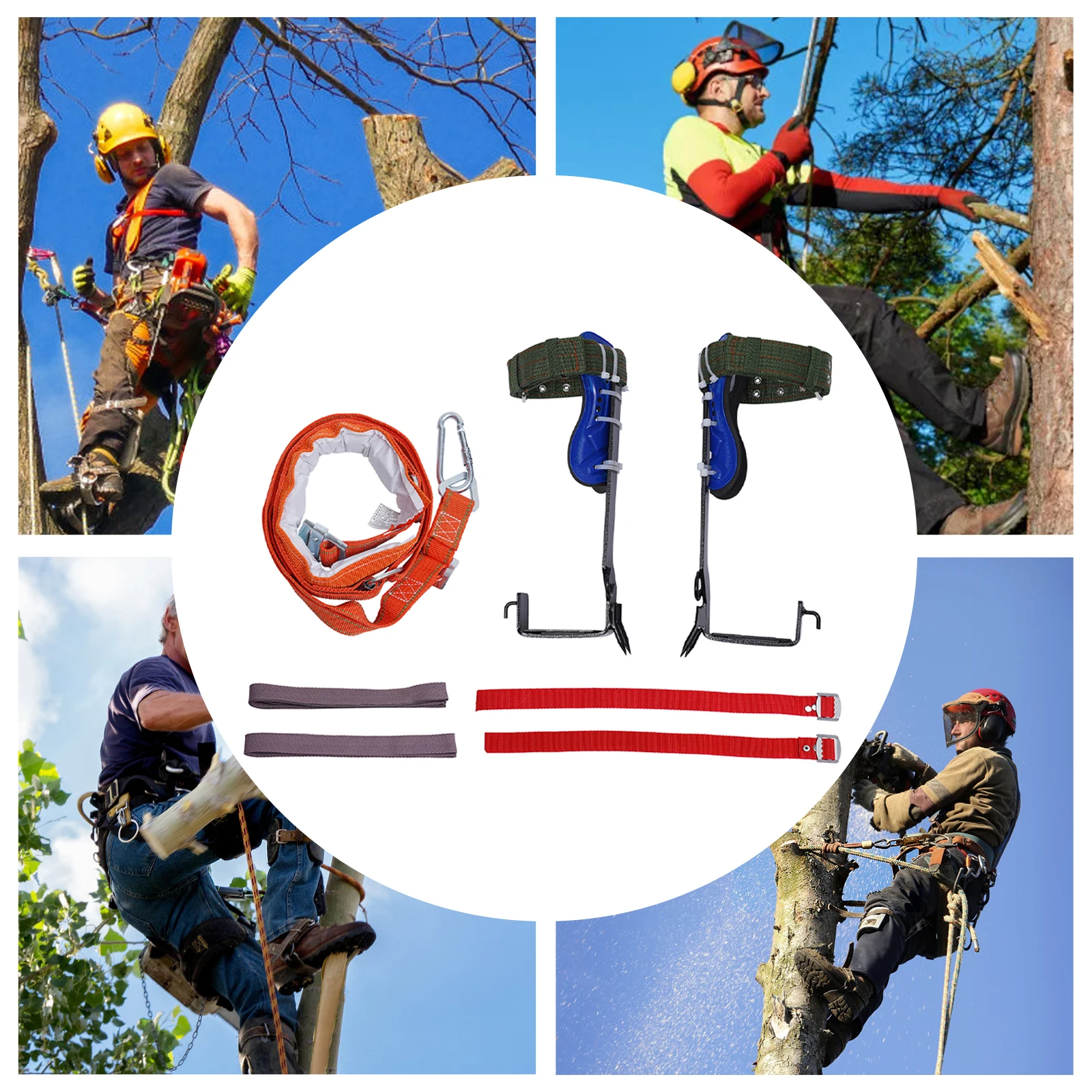 

Набор шипов для лазания по деревьям, вертикальная конструкция, грузоподъемность 220 фунтов, когти из высокоуглеродистой стали с ремнем безопасности для сбора фруктов и охоты