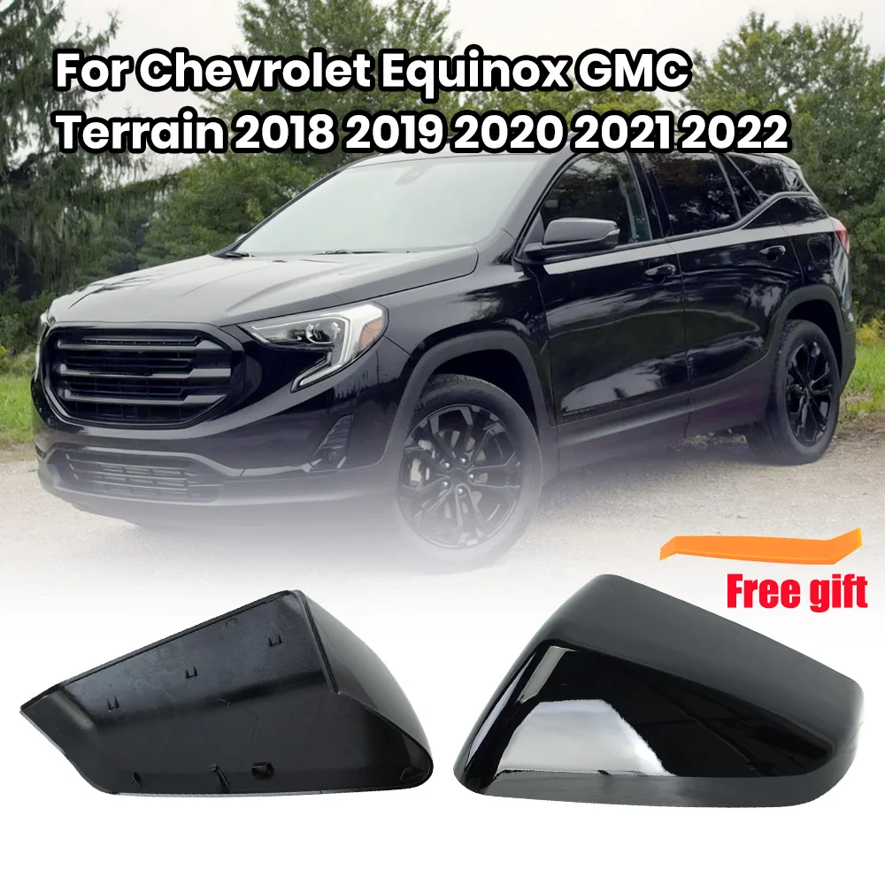 

Door Mirror Cover Caps For Chevrolet Equinox GMC Terrain 2018 2019 2020 2021 2022 US Verison Bright Black Car Accessories