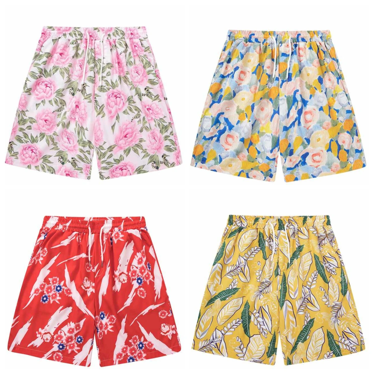 

Мужские и женские шорты светлых тонов в лесном стиле с цветочным 3D-принтом, с мягким градиентом, универсальные брюки для отпуска в гавайском стиле