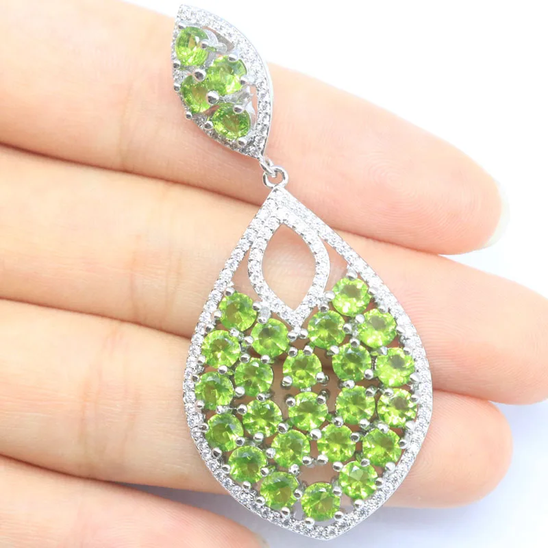 

9g 925 Solid Sterling Silver Pendant Customized Green Peridot Raspberry Rhodolite Garnet London Blue Topaz CZ Women dating