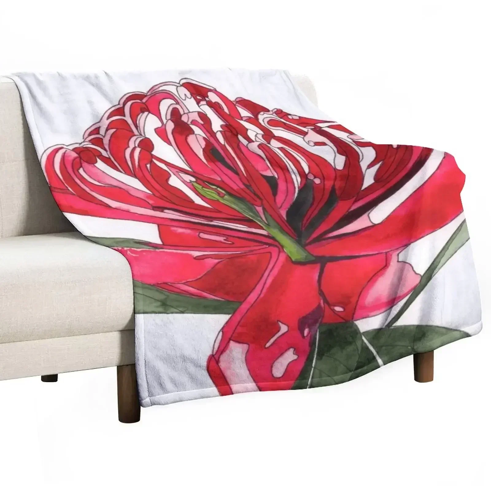 

New Waratah flower red Australian Flora Throw Blanket Warm Flannel Blanket for Couch Chair Bedroom