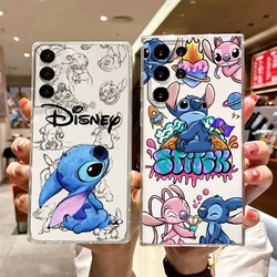 Disney Angel Stitch Lilo For Samsung S23 S22 S21 Ultra S20 FE Pro Lite S10 S9 S8 Plus 5G Transparent Phone Case Cover