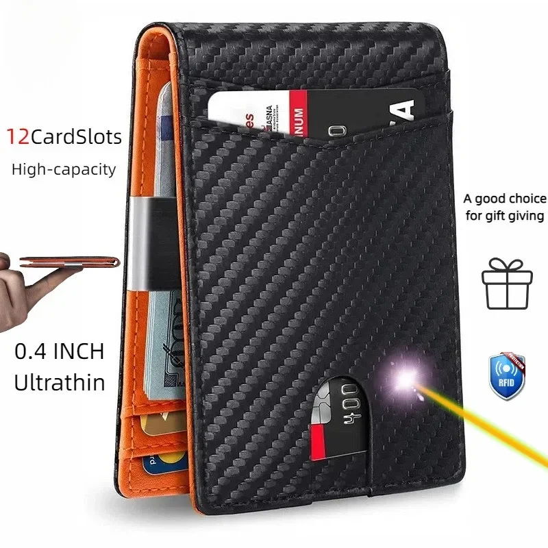 

Мужской кошелек по индивидуальному заказу, персонализированный минималистичный многофункциональный RFID-блокирующий ультратонкий портативный держатель для карт из микрофибры
