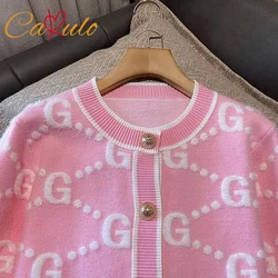 Cakula-Cardigã feminino casual de malha com decote em ouro, suéter de peito único, manga comprida, malhas femininas, streetwear outono, novo, 2022