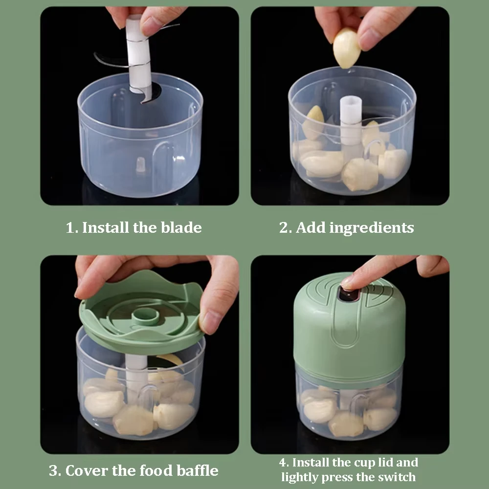 USB الثوم الهراسة الكهربائية الثوم الهراسة مكون صغير المروحية 260 مللي المحمولة مفرمة اللحم أدوات مطبخ خلاط الخضار