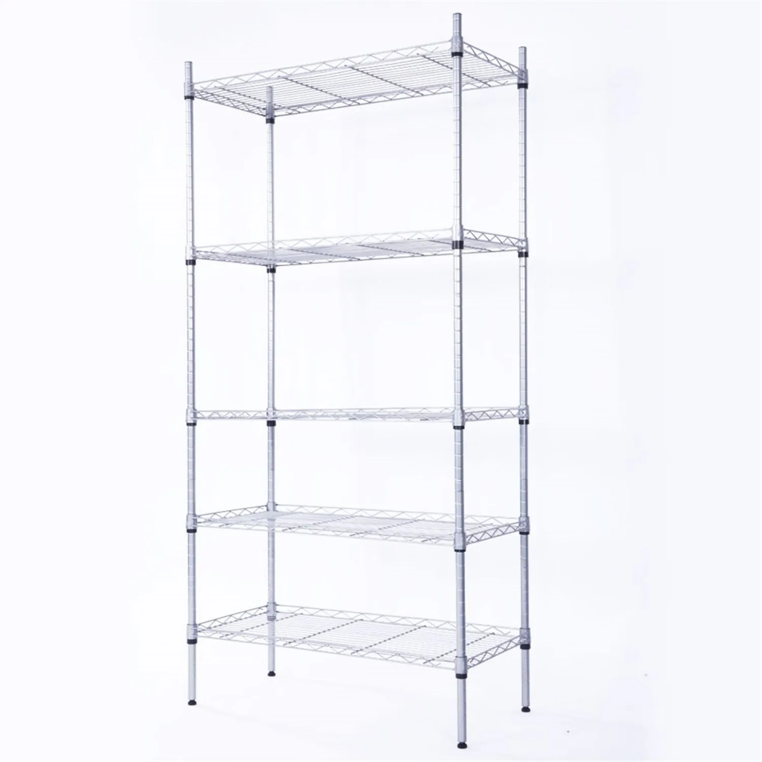 

5-Tier Storage Shelf, 550 lbs Capacity Carbon Steel Wire Shelving Unit with Mesh Border, Adjustable Height Metal Utility Rack fo