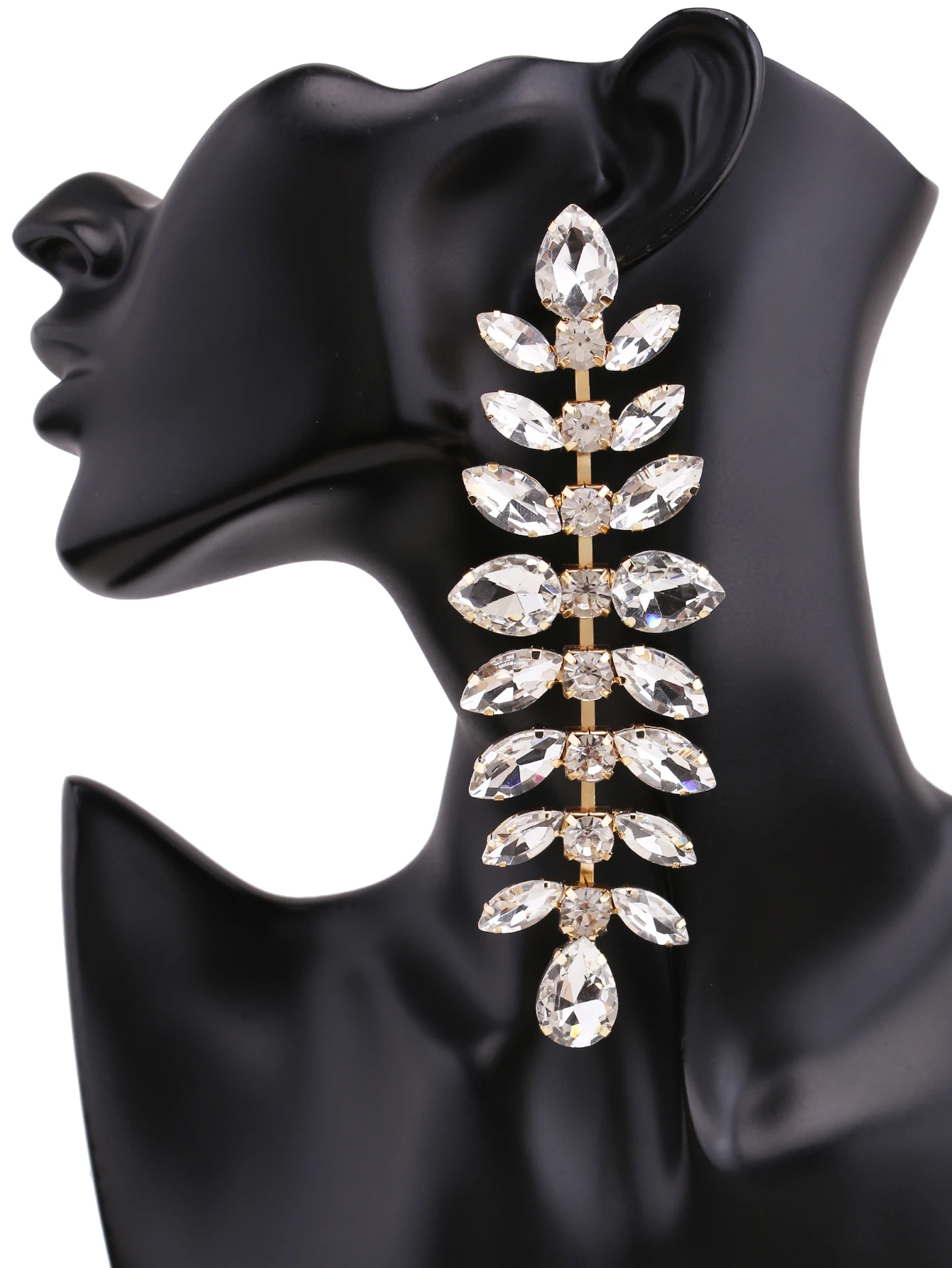 Super exaggerated fish bones Rhinestone Earrings For Women Mom Hyperbole Long Drop Dangle Rhinestone Earrings Women Jewelry Gift