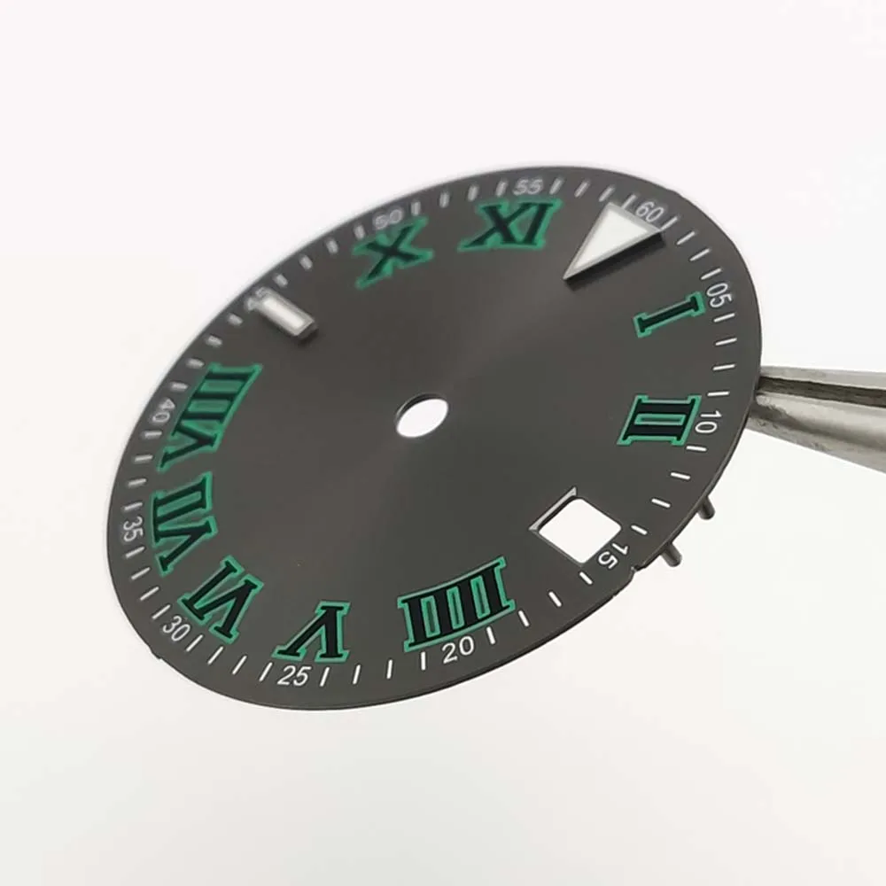 28.5mm Men's Watch Dial Accessory for NH35 Movement Light Gray Fashion Dial Replacement