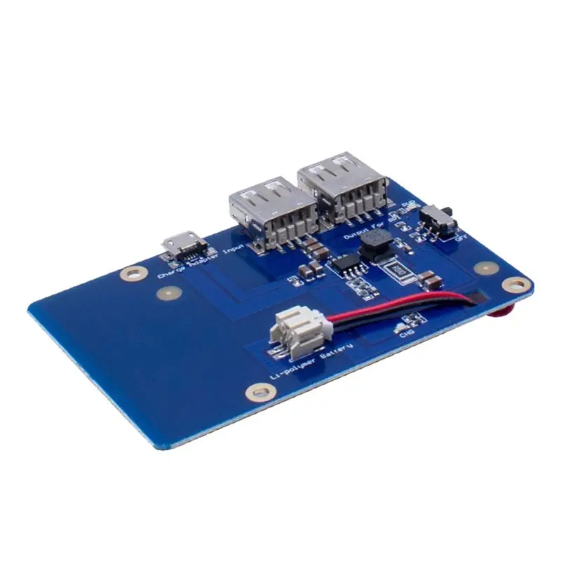 

Плата расширения для литиевых батарей A86P с двойным USB-питанием и переключателем для Raspberry Pi 3