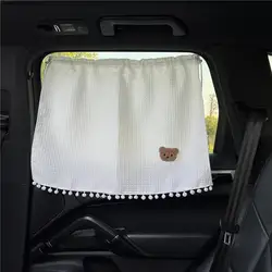 Suction Cup Waffle Cloth Curtain In The Car Window Sunshade Cover Cartoon Side Window Sunshade UV Protection For Kid Baby